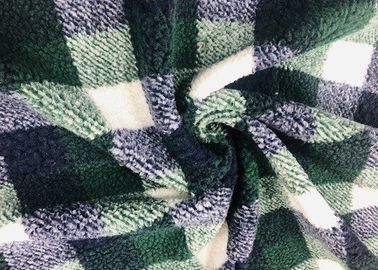 Poliéster verde material 100% de la tela escocesa 340GSM de la manta cómoda de Sherpa